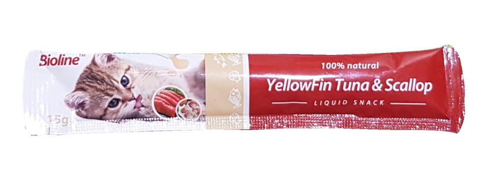 Snack Liquido Sabor Yellowfin Tuna Y Scallop 15G Bioline #2334