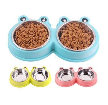 Comedero Plástico Doble Con Platos De Acero M #17948 - Imagen 2