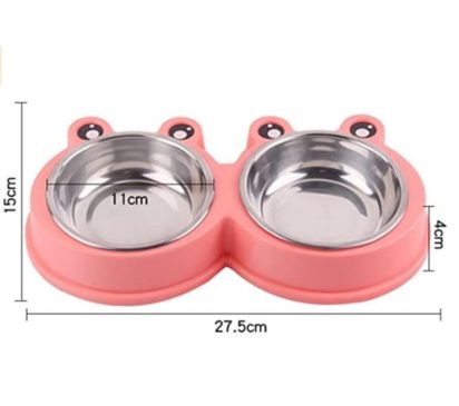 Comedero Plástico Doble Con Platos De Acero M #17948 - Imagen 4