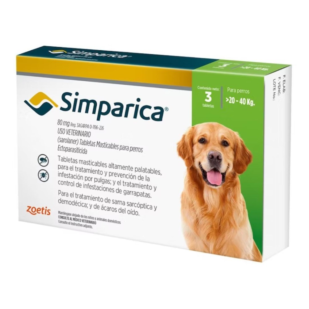 Simparica 20 A 40Kg 3 Comprimido #DGÑ13401039