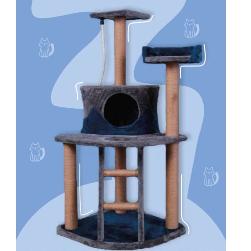 RASCADOR GATOS FELPA SUAVE AZUL MARINO (KF8021A)
