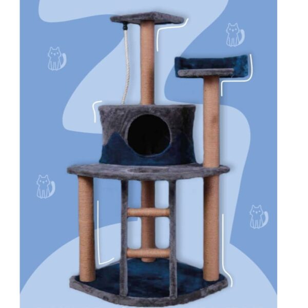 RASCADOR GATOS FELPA SUAVE AZUL MARINO (KF8021A)