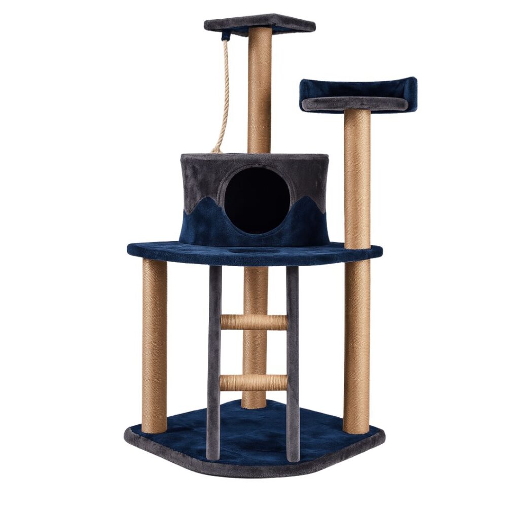 RASCADOR GATOS FELPA SUAVE AZUL MARINO (KF8021A)
