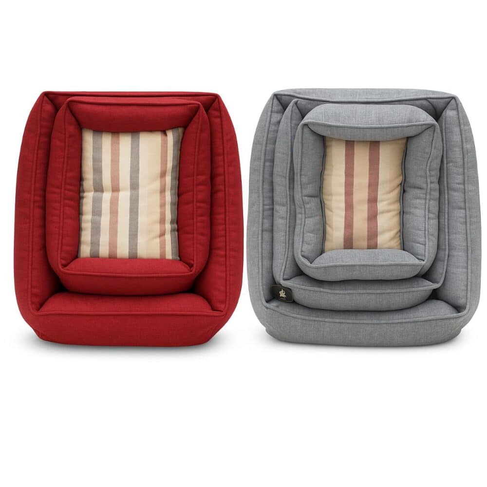Cama Acolchada De Lineas Para Perros o Gatos