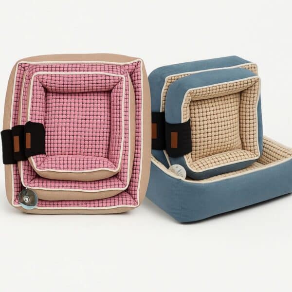 Cama Acolchada De Cuadros Para Perros o Gatos