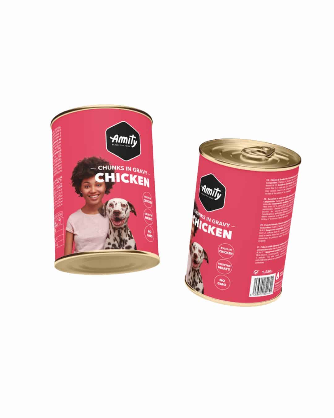 5PE125002 AMITY ALIMENTO HUMEDO DE POLLO PARA PERRO ADULTO 1250GR - Imagen 1