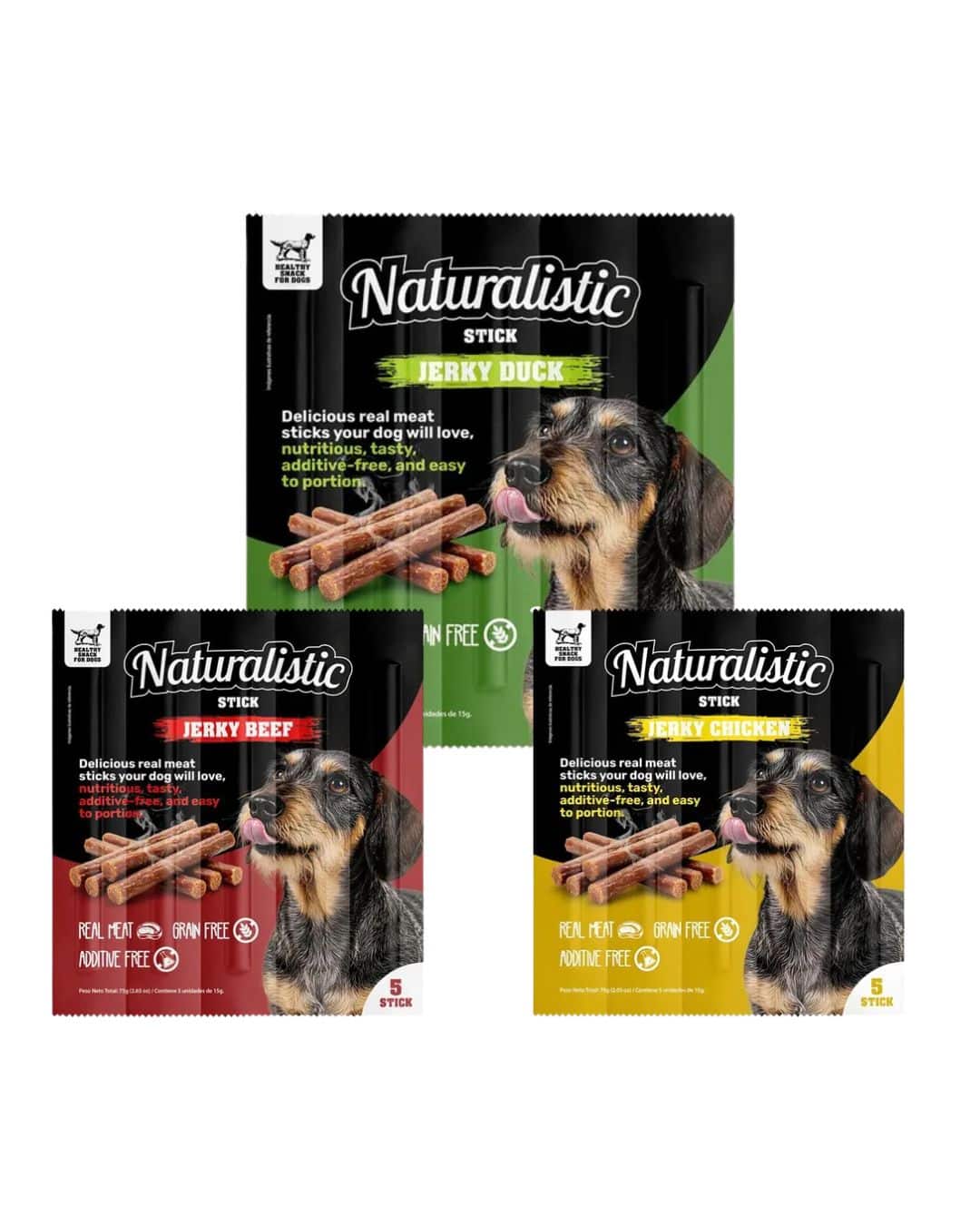 JERKY PAGINA Snack Perro Naturalistik (Palitos De Proteina) 5 unidades-75g - Imagen 1