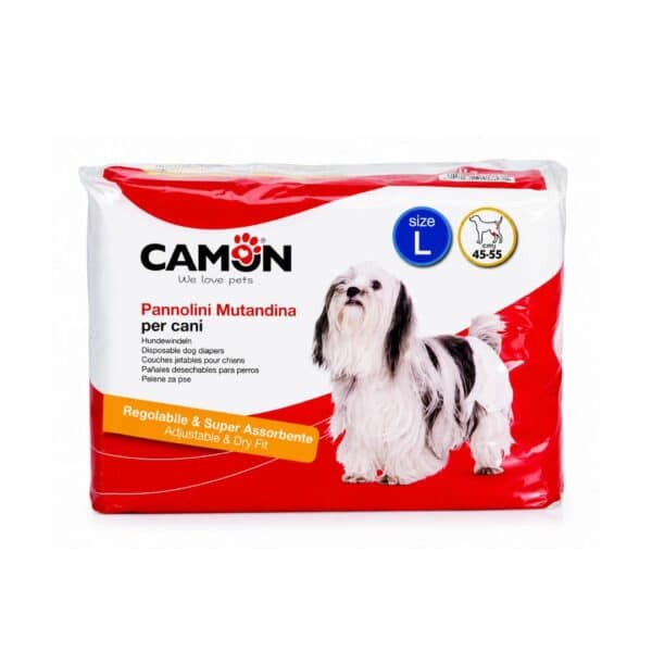 PAÑALES DESECHABLES PERROS 12UN – TALLA L (45/55CM)