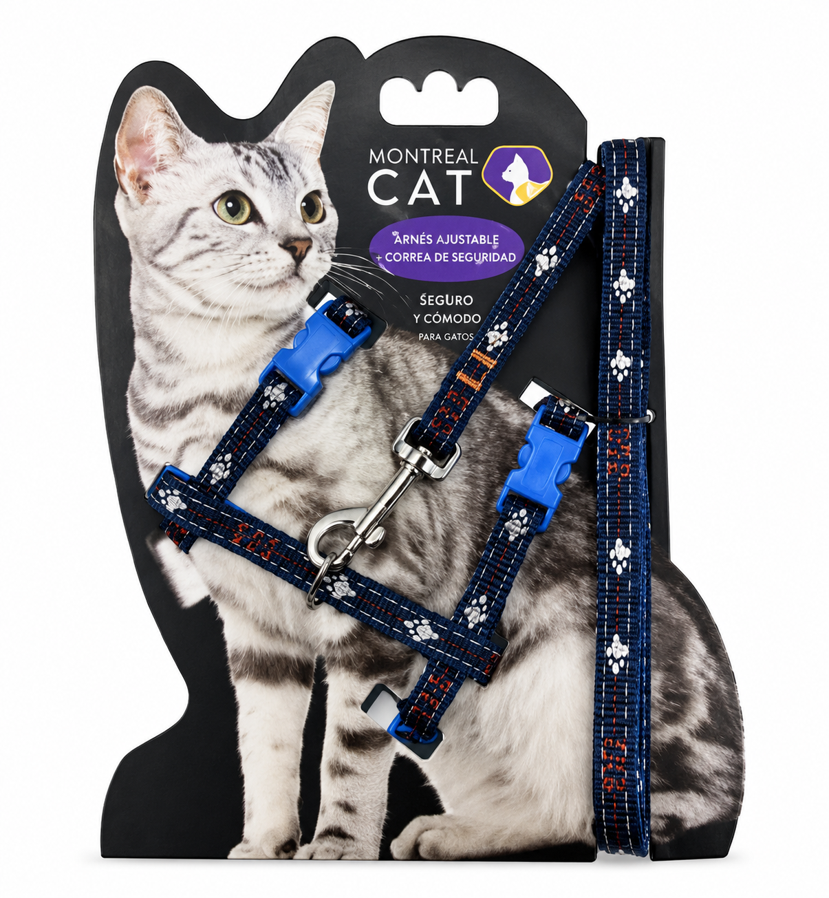 arnes gato jeans mix Arnes con correa para gato - Imagen 1