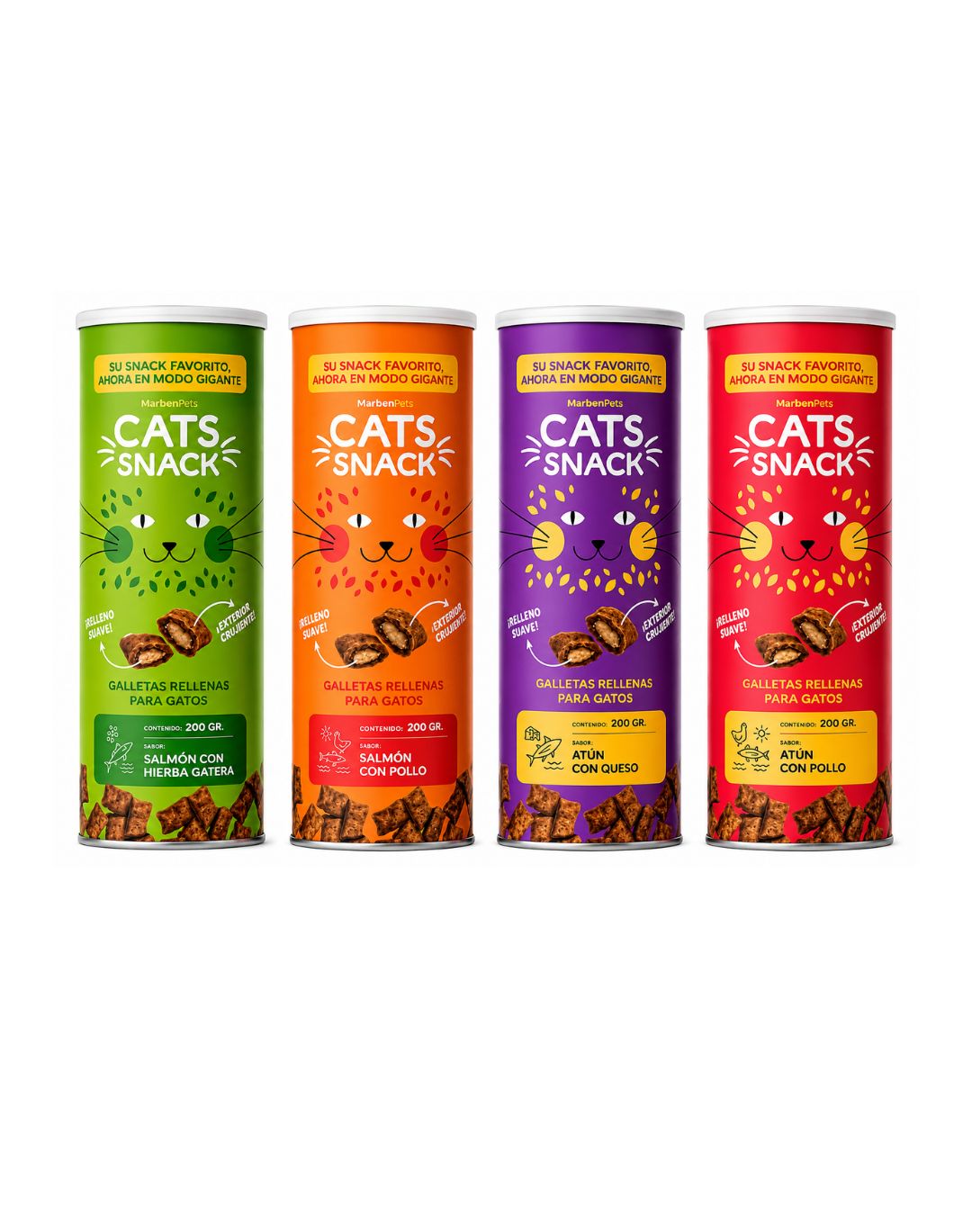 cats snack nuevas portada MAXI GALLETAS RELLENAS PARA GATO 200G - Imagen 1