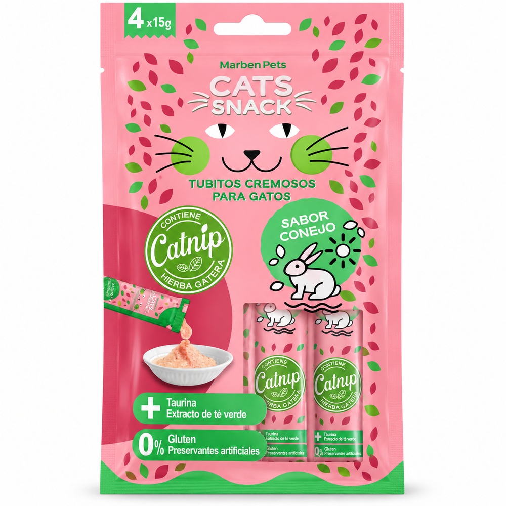 Tubitos Cremosos Cats Snack Catnip sabor conejo